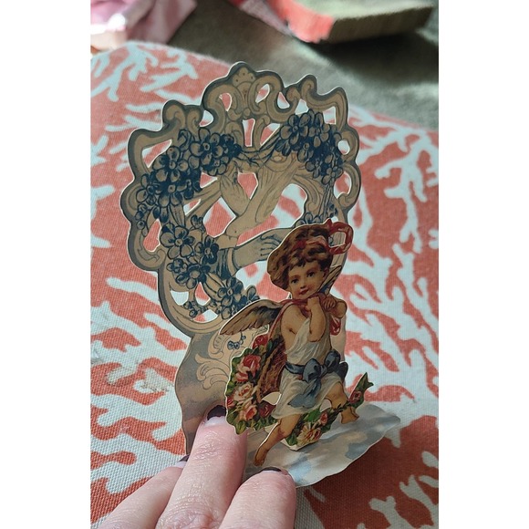 Vintage Merrimack Valentines Greeting card pop up 3d Victorian die cut - Picture 3 of 3